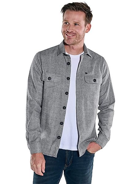 Engbers Langarmhemd engbers Herren Overshirt gemustert, Silbergrau günstig online kaufen