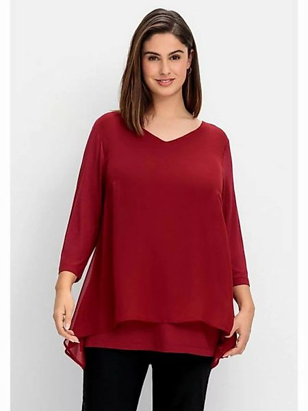 Sheego 3/4-Arm-Shirt Große Größen mit Chiffon-Oberteil günstig online kaufen