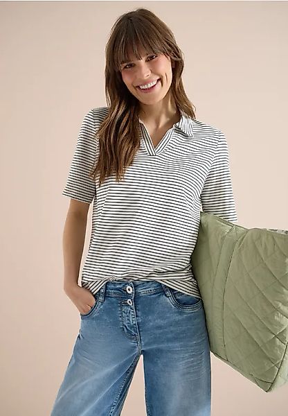 CECIL Kurzarm Poloshirt mit Streifen günstig online kaufen