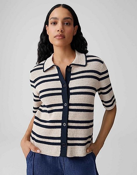 OPUS Strickjacke Dertiny aus Strick mit Crochet Optik kontrastreiche Kontur günstig online kaufen