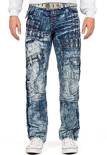 Kosmo Lupo 5-Pocket-Jeans Herren Regular Fit Jeans Stonewashed KM8004 Blue günstig online kaufen