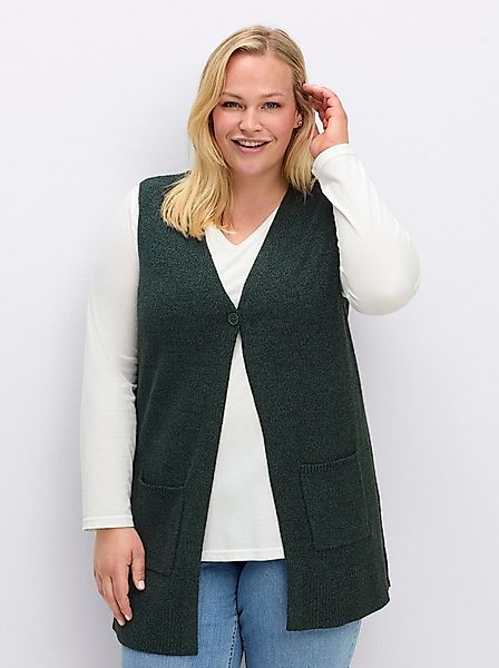 Sheego Strickweste Long-Strickweste Ärmellos Jersey günstig online kaufen