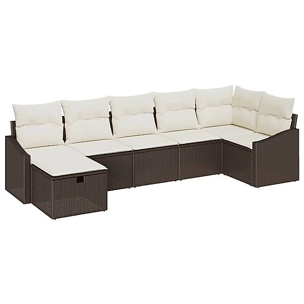 vidaXL Garten-Sofa-Set mit Kissen 7-Tlg Braun Poly Rattan 3359297 günstig online kaufen