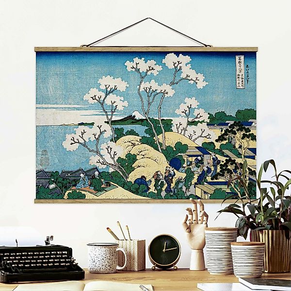 Stoffbild Strand mit Posterleisten - Querformat Katsushika Hokusai - Der Fu günstig online kaufen