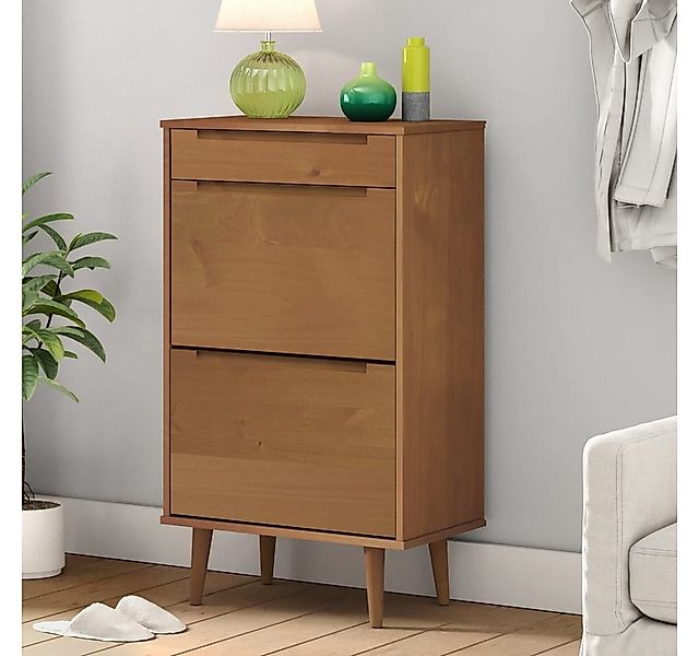 vidaXL Schuhschrank Schuhschrank MOLDE Braun 59,5x35x103 cm Massivholz Kief günstig online kaufen