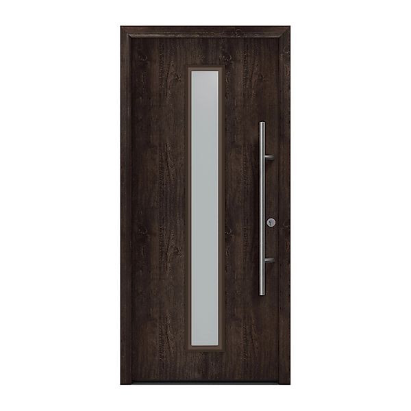 EcoStar Haustür Isopro Secur IPS 020S Eiche Dunkel 110 cm x 210 cm DIN R günstig online kaufen
