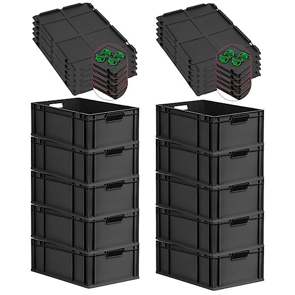 PROREGAL SparSet 10x Eurobox Nextgen Grip Mit Auflagedeckel Und Grünen Vers günstig online kaufen