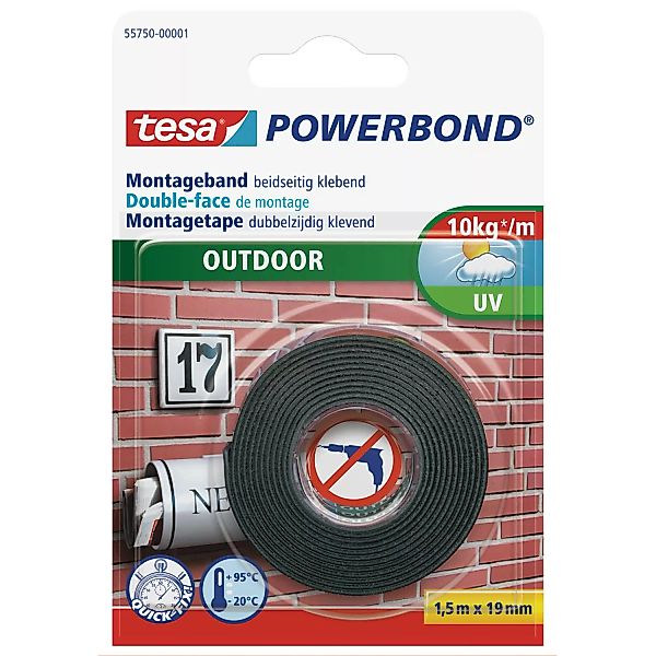 Tesa Powerbond Montageband Outdoor 1,5 m x 19 mm günstig online kaufen