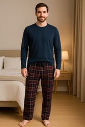 UP2FASHION MEN Pyjama Herren Flanell-Pyjama aus günstig online kaufen