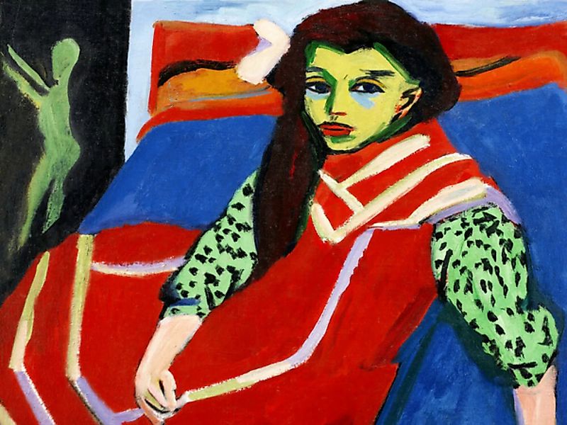 Poster / Leinwandbild - Ernst Ludwig Kirchner: Sitzendes Mädchen günstig online kaufen