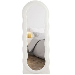 HOMCOM Standspiegel mit Wellendesign, Bruchsichere Glas günstig online kaufen