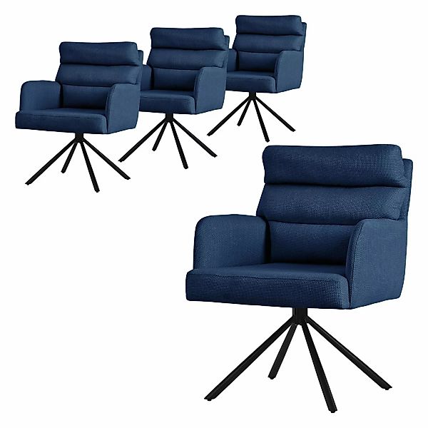 ML-Design Esszimmerstühle Drehbar 4Er Set Dunkelblau Rückenlehne Auto-Posit günstig online kaufen