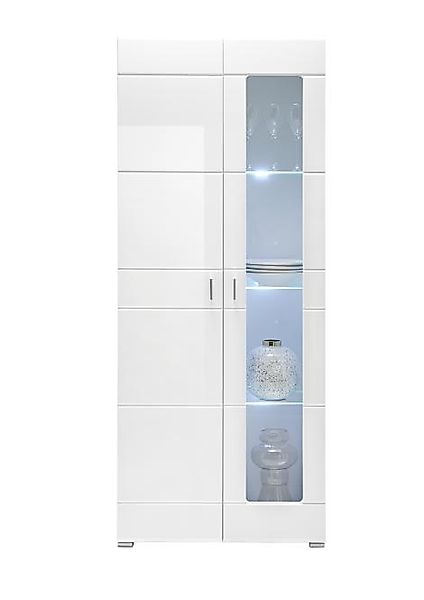 Vitrine 2-trg inkl Beleuchtung ENRIQUE von HBZ Weiß hochglanz günstig online kaufen