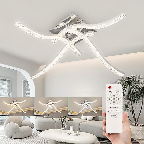 oyajia Deckenleuchte 48W Kristall LED Deckenleuchte, günstig online kaufen