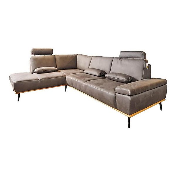 Zehdenick Ecksofa Eckgarnitur Phoenix Stoff Deluxe Grau Verstellbare Kopfst günstig online kaufen