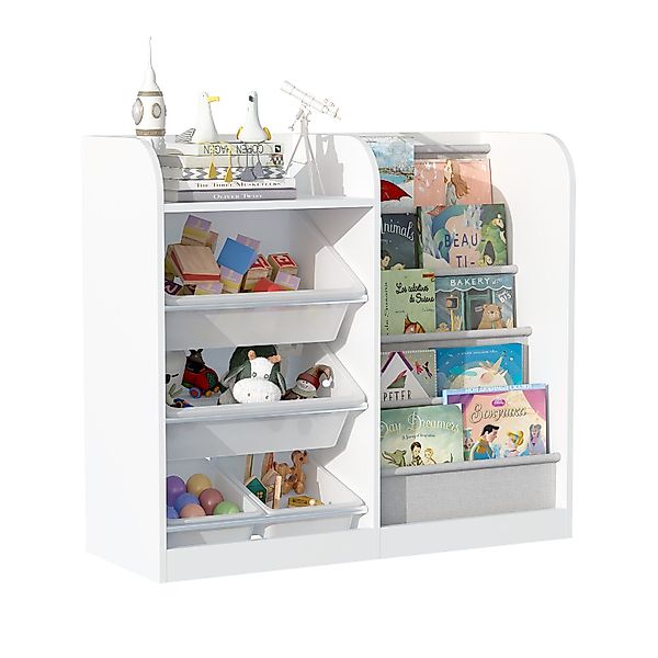 radelldar Kinderregal Bücherregal mit 3 Kunststoff-Aufbewahrungsboxen,90x34 günstig online kaufen