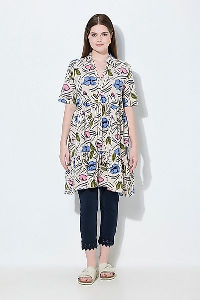Ulla Popken Longshirt Longshirt Blüten A-Linie Polokragen Halbarm günstig online kaufen