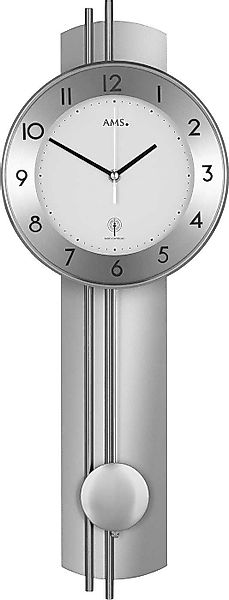 AMS Wanduhr Funkpendeluhr Silberfarben Modern - günstig online kaufen