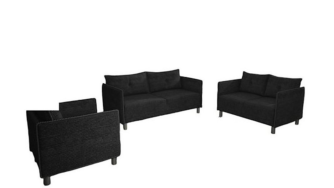 Fun Möbel Polstergarnitur Sofaset Designersofa DECLAN 3-2-1 in Stoff, (inkl günstig online kaufen