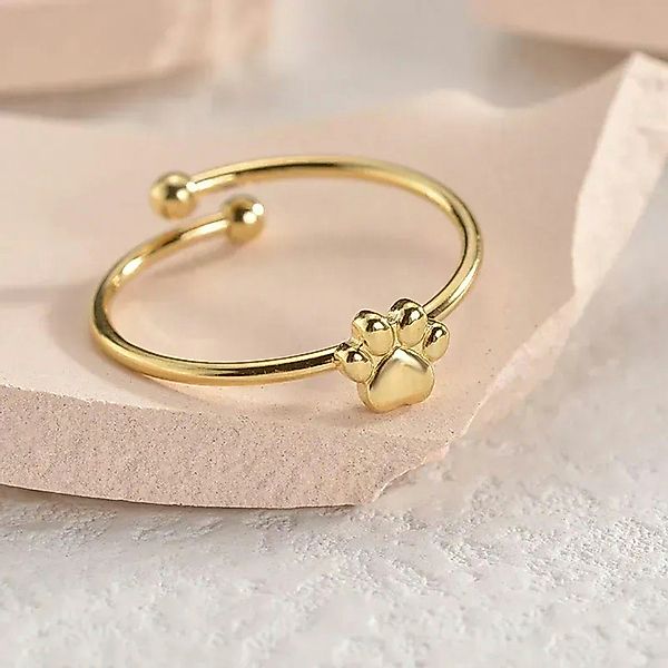 Eyecatcher Fingerring Offener süßer Pfotenabdruck Ring günstig online kaufen