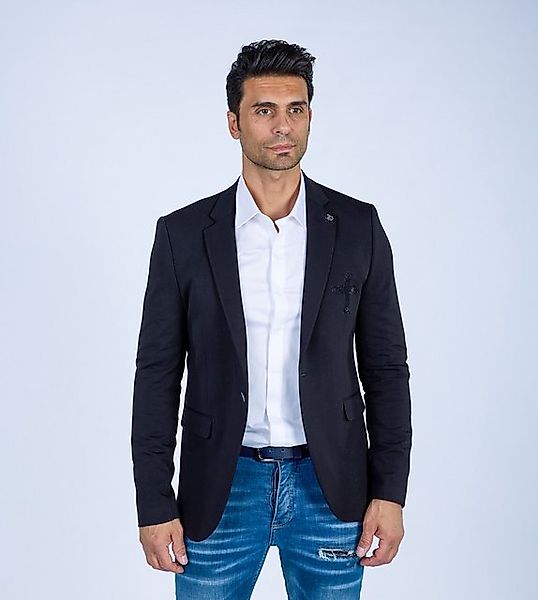 Denim Distriqt Sakko Designer Slim Fit Strass Herren Sakko Schwarz 58 günstig online kaufen