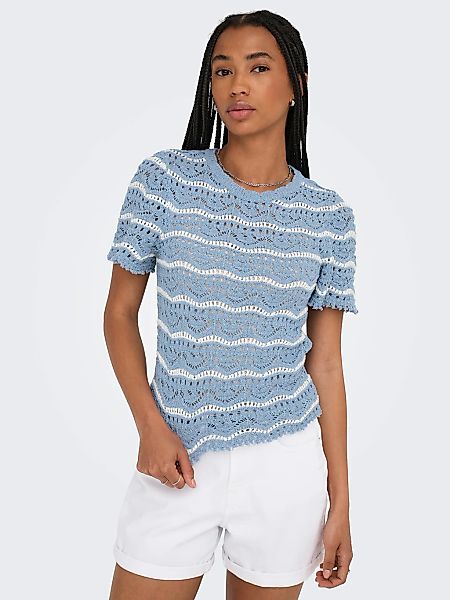 ONLY Kurzarmpullover "ONLANNASOFIA LIFE SS STRIPE O-NECK KNT" günstig online kaufen
