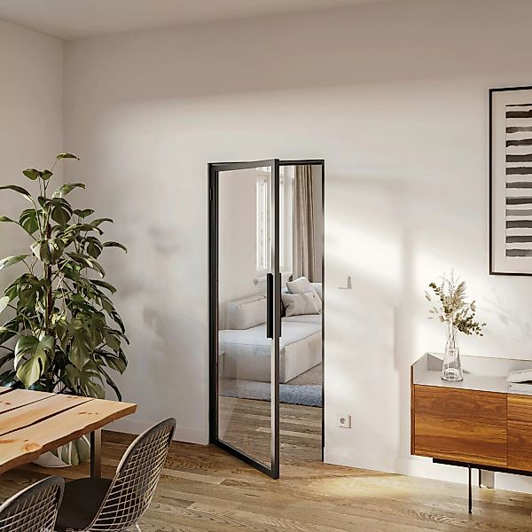Loft+Mehr Drehtür-Set Klarglas mit Blockzarge und Griff 100 x 213 cm DIN Li günstig online kaufen