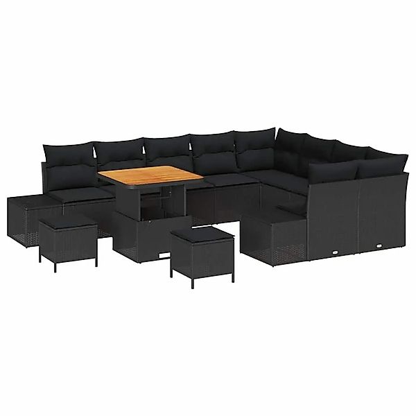 vidaXL Gartensofa-Set mit Kissen 12 Stk Schwarz Poly Rattan 3364769 günstig online kaufen