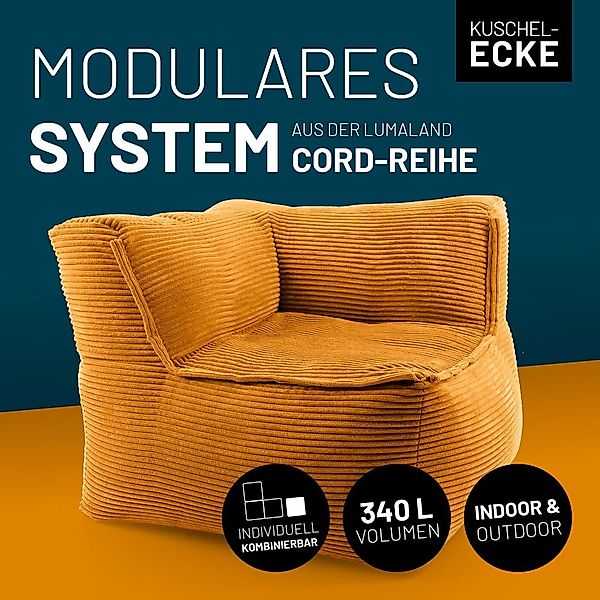 Lumaland Sitzsack Sitzsack-Sofa Modular Cord 81x81x70cm Ecke rechts, Sessel günstig online kaufen