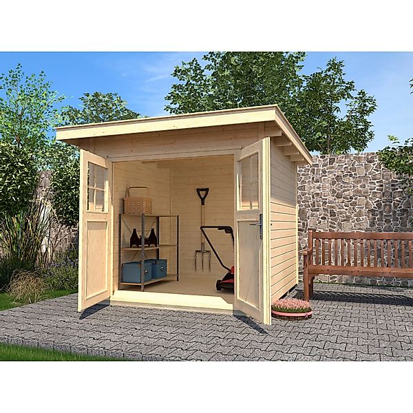 Weka Holz-Gartenhaus Flachdach Unbehandelt 235 cm x 284 cm günstig online kaufen