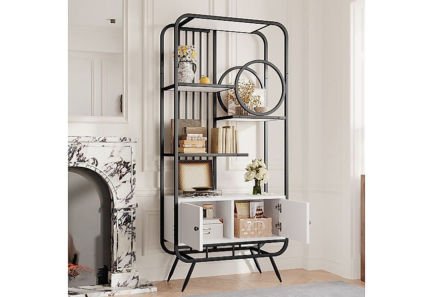 Merax Bücherregal Standregal aus Stahl & MDF, Standregal 80 x 30 x 180cm 1- günstig online kaufen