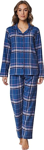 Pastunette Schlafanzug Damen Flanell Pyjama geknöpft günstig online kaufen