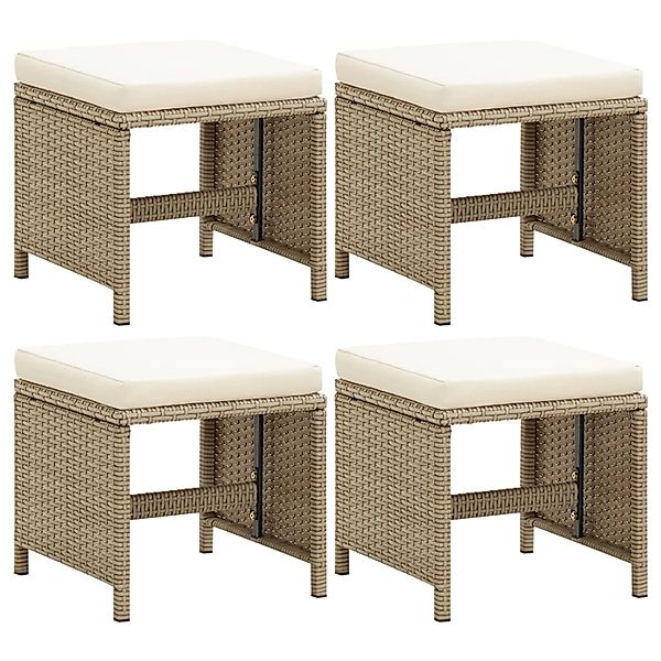 Vidaxl Gartenhocker 4 Stk. Mit Sitzkissen Poly Rattan Beige günstig online kaufen