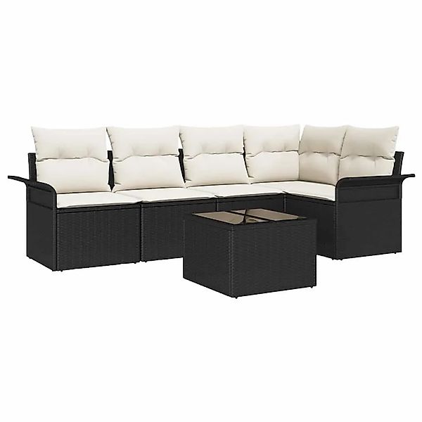 vidaXL Gartensofa-set mit Kissen 6-Tlg Schwarz Poly-Rattan 3345367 günstig online kaufen