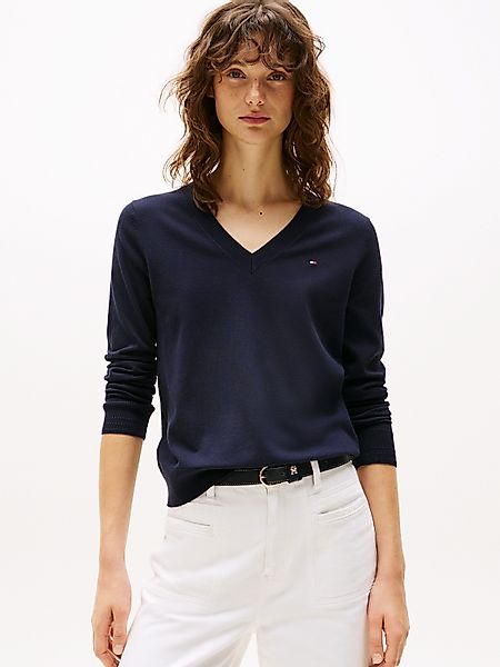 Tommy Hilfiger V-Ausschnitt-Pullover CO JERSEY STITCH günstig online kaufen