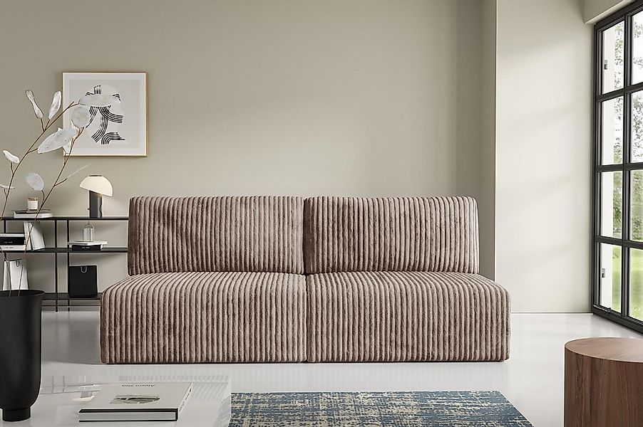 Compleo Schlafsofa klein, Cordsofa ohne Armlehnen, zweisitzer SAMBA, Design günstig online kaufen