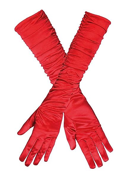 Das Kostümland Kostüm Handschuhe Hollywood Satin Rot Damen 40 cm günstig online kaufen