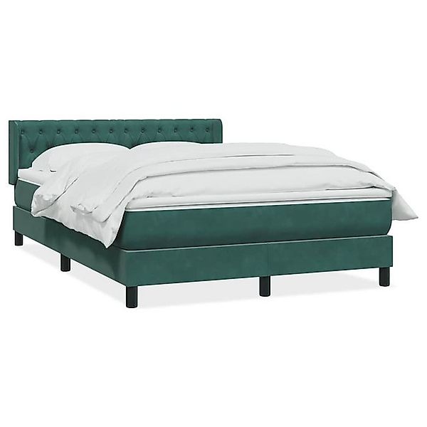 vidaXL Boxspringbett, Boxspringbett mit Matratze Dunkelgrün 140x220 cm Samt günstig online kaufen