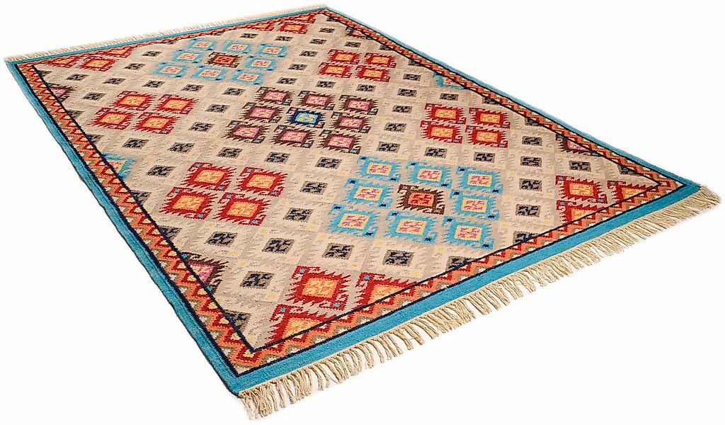 THEKO Wollteppich "Kelim Royal 2" rechteckig 5 mm Höhe Flachgewebe, reine W günstig online kaufen