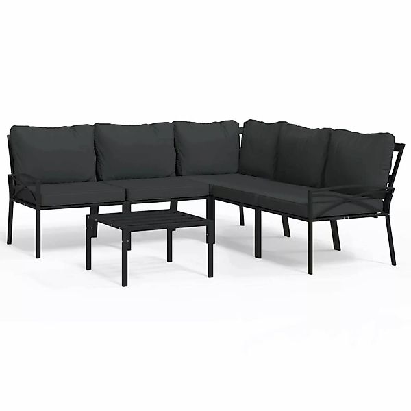 Vidaxl 6-tlg. Garten-lounge-set Mit Grauen Kissen Stahl günstig online kaufen