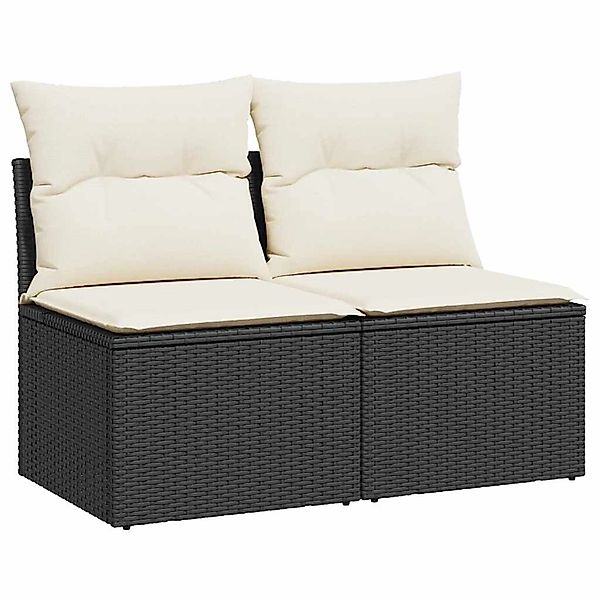 vidaXL 2-Tlg Garten-Sofagarnitur mit Kissen Schwarz Poly Rattan 3325232 günstig online kaufen