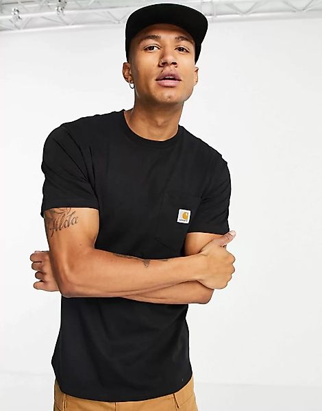 Carhartt WIP – Schwarzes T-Shirt mit Tasche günstig online kaufen