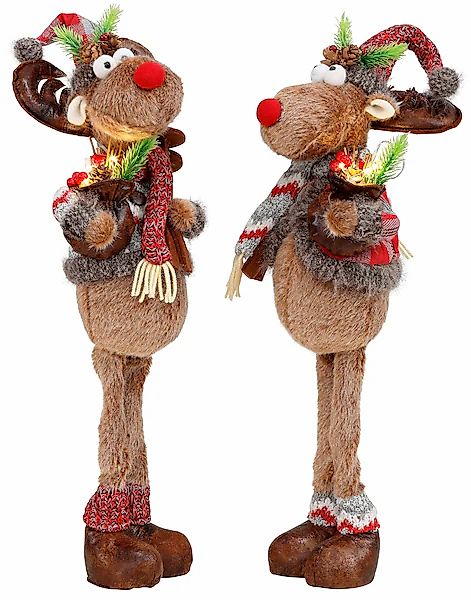 BONETTI LED Dekofigur »Weihnachtsdeko«, Rentiere mit Skiern in der Hand, 2e günstig online kaufen