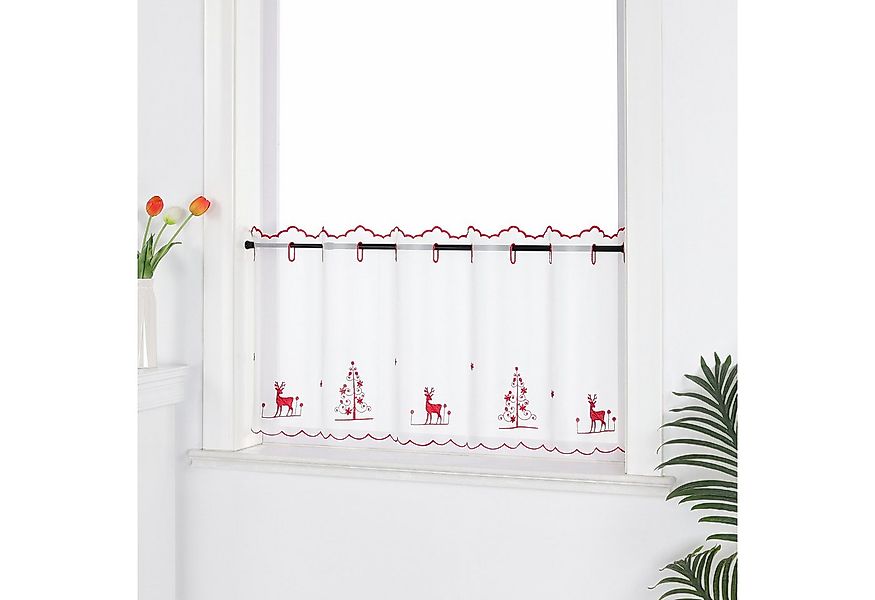 Joyswahl Scheibengardine (1 St), Stangendurchzug, transparent, Voile, Weihn günstig online kaufen