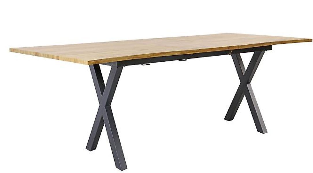 Auszugtisch ca. 90x160-200x75cm mit Butterfly-Auszug Eiche / X-Gestell schw günstig online kaufen