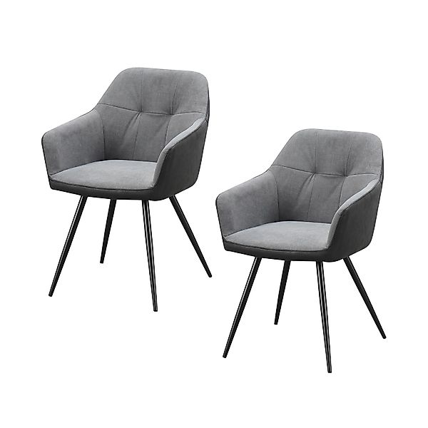 HTI-Living Esszimmerstuhl Esszimmerstuhl 2er Set Anthrazit/Grau günstig online kaufen