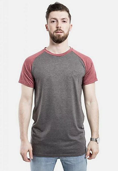 Blackskies T-Shirt Regular Baseball Raglan Kurzarm T-Shirt Grau-Rot Medium günstig online kaufen