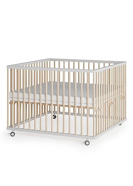 Sämann Babybett Laufgitter 100x100 cm mit Matratze SleepPlus weiß/natur Pre günstig online kaufen