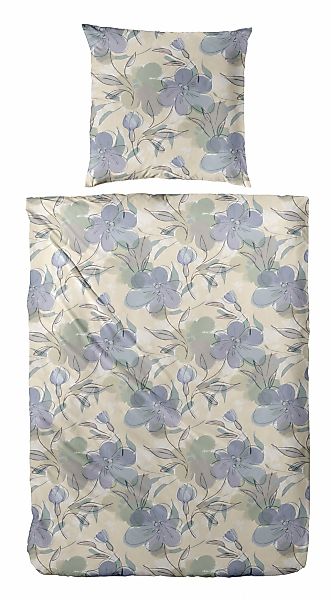 Primera Bettwäsche "Feinbiber-Bettwäsche Floris" 2 Stk. tlg. mit zarten Blü günstig online kaufen