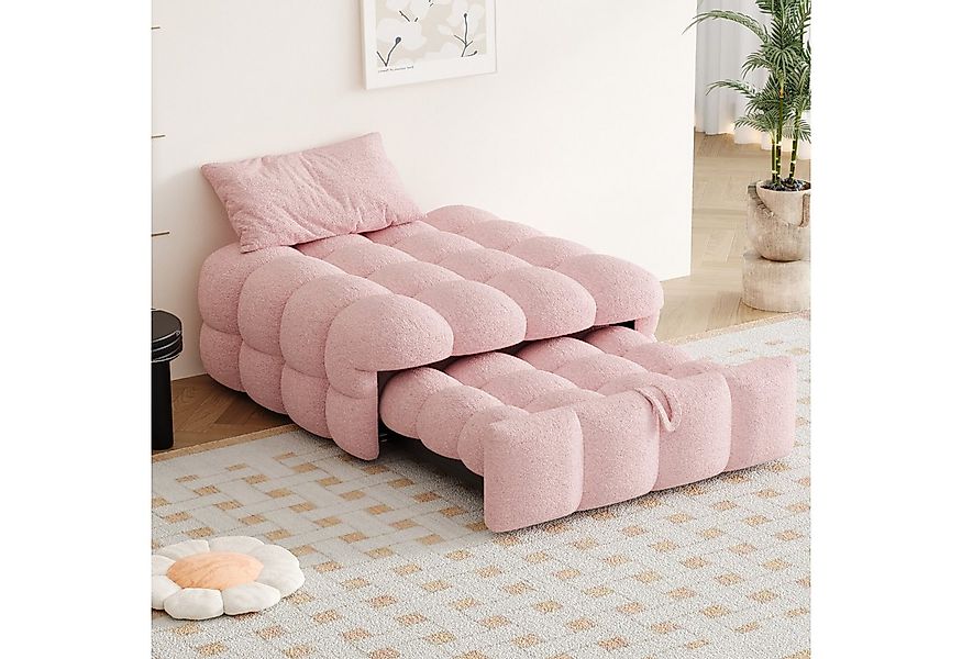 HAUSS SPOLE Schlafsofa 2-in-1-Fußhocker, Ausziehbares Schlafsofa, Teddy-Sto günstig online kaufen